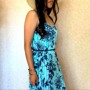 Turquoise/Navy Maxi Floral Dress